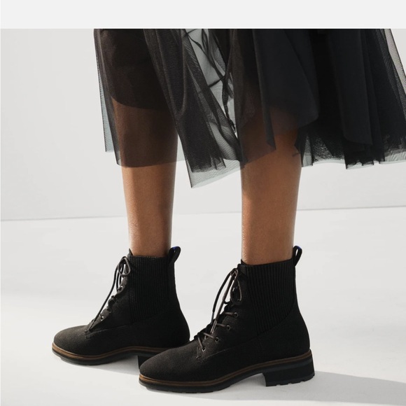 Rothy's Black Lace-Up Women's Boots 7.5 NIB - Picture 1 of 7